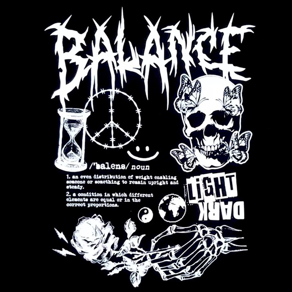 Black Balance Skull Graphic Tee - Picture 3 of 3